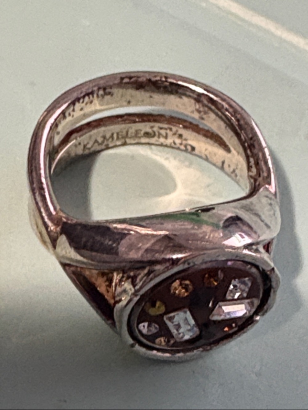 Sterling Silver Kameleon Jewel Pop Signet Ring - Size 7
